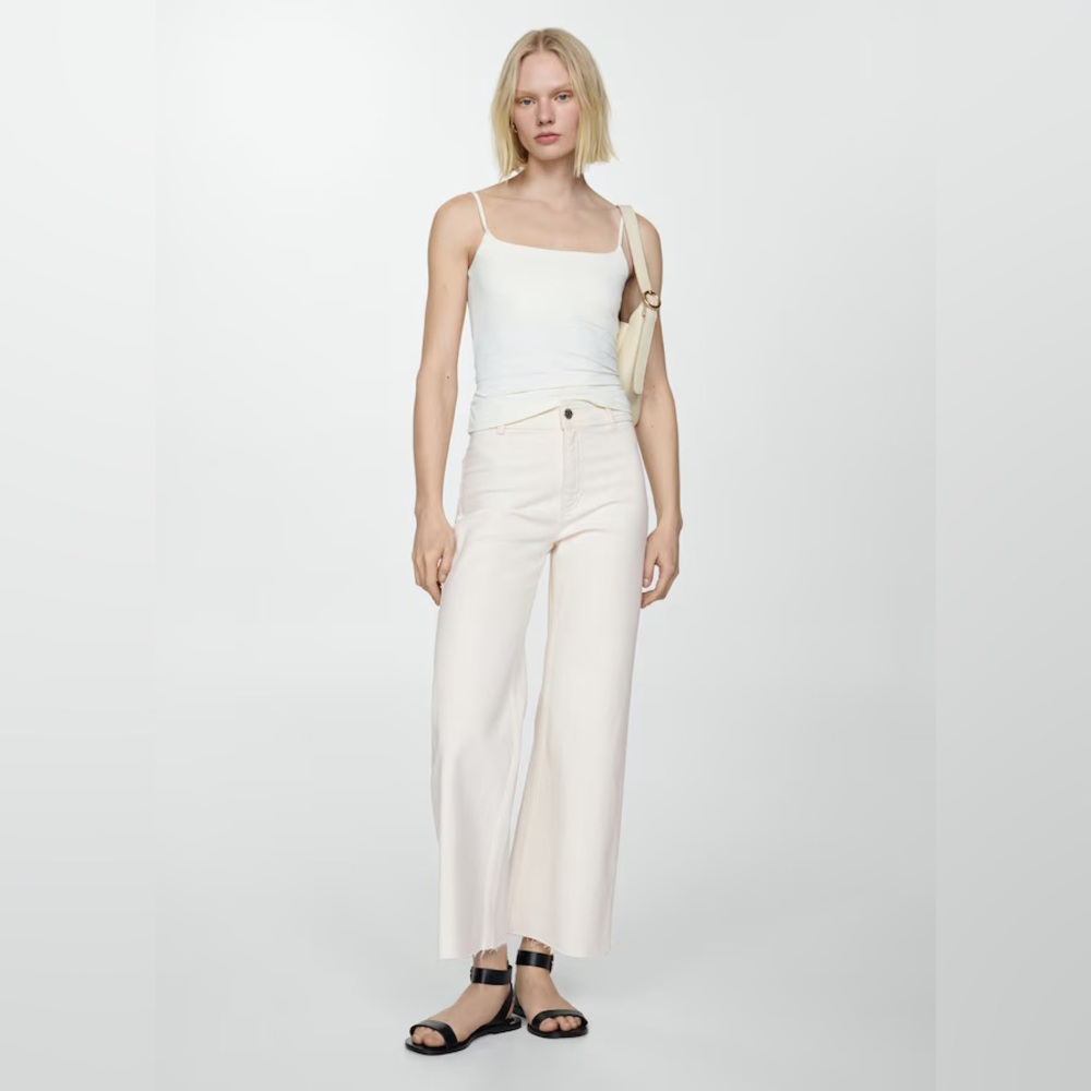 NWT Mango Catherine Culotte Jean High-rise Jeans In Off White Size 6 US (EUR 38)